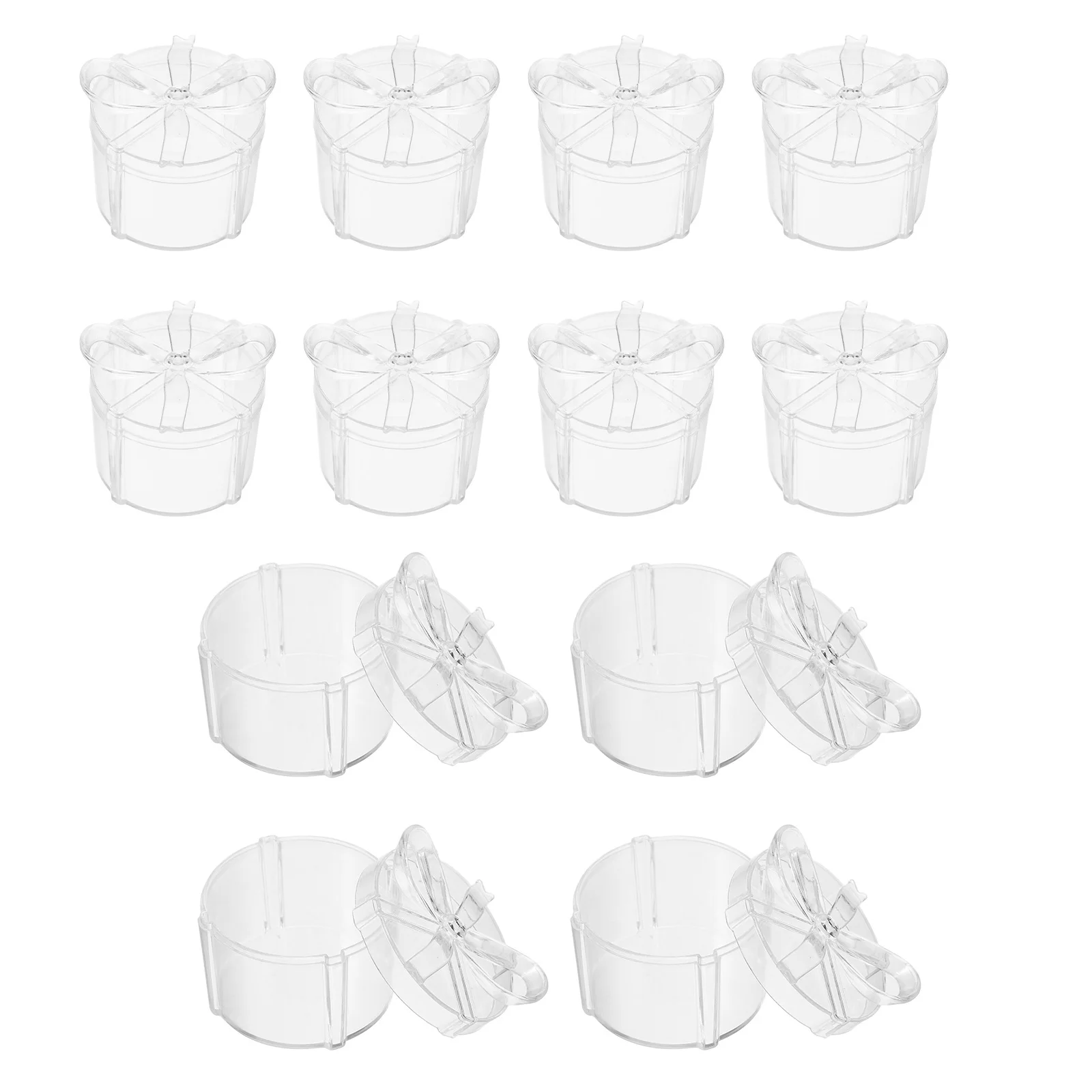 

12pcs Transparent Candy Boxes Round Bowknot Clear Packaging Elegant Wedding Party Favor Containers Special Occasions Gift Boxes