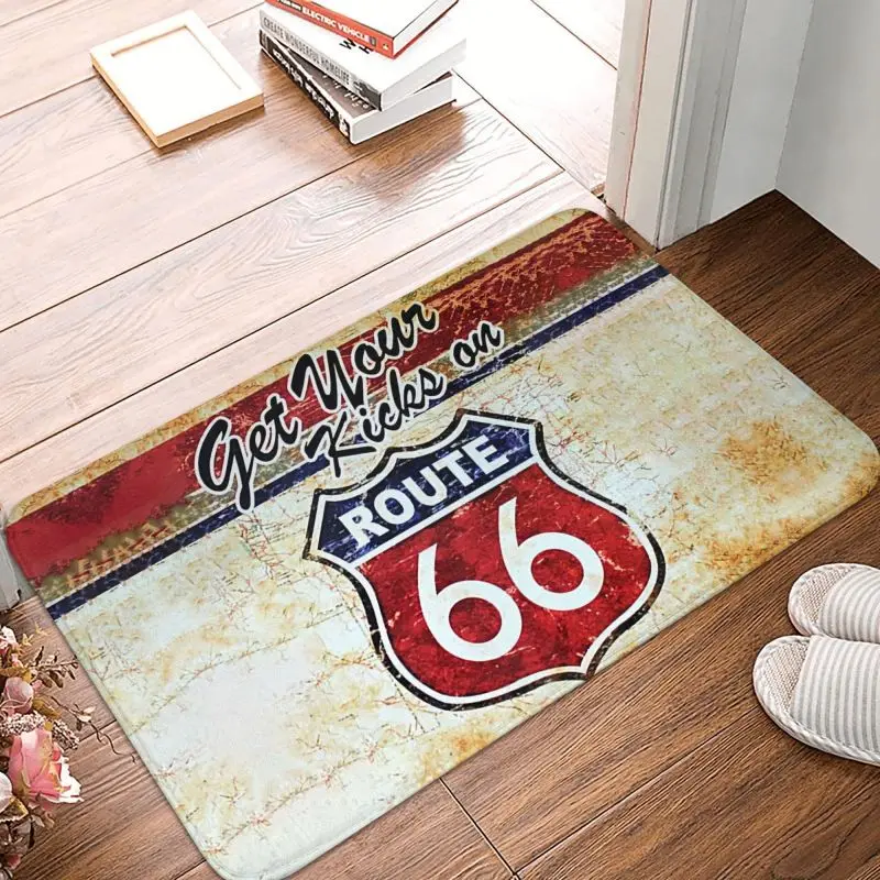 Custom American Road Route 66 Door Floor Bathroom Kitchen Mat Anti-Slip Outdoor Doormat Garage Entrance Carpet Rug