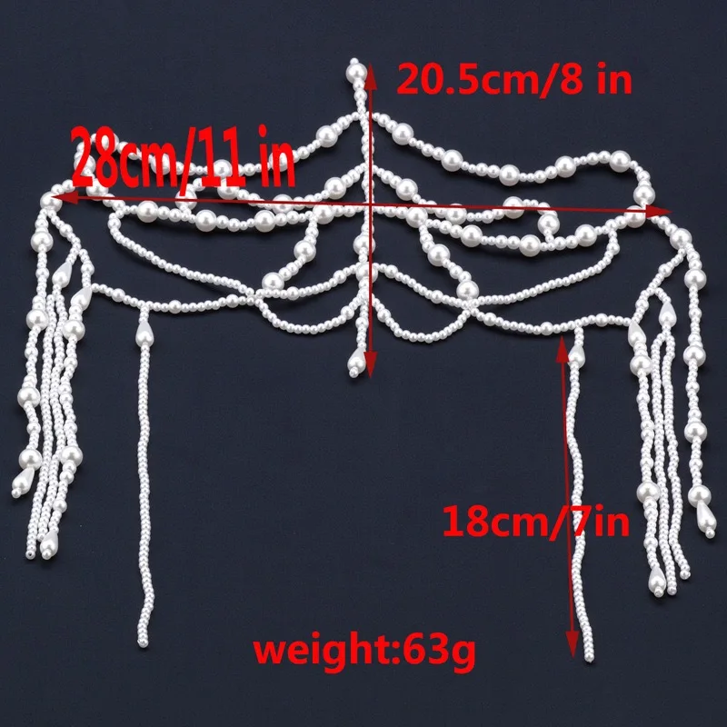 Handmade Pearl Tassel Hair Chain White Wedding Veil Net Hat Hair Accessory Bridal Groomsmen Decorations image 6