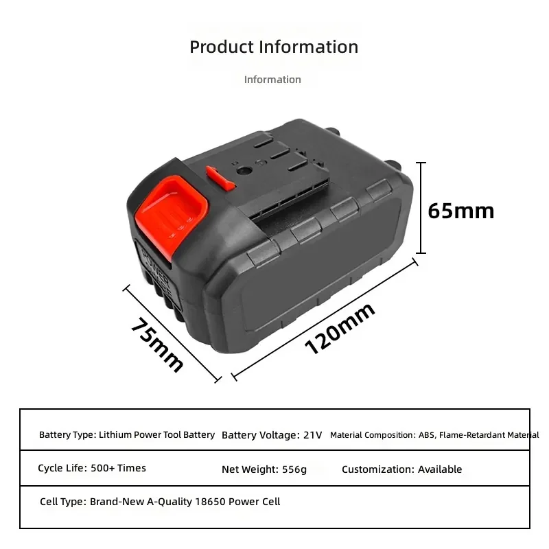 Universal 21V 18650 Lithium Battery for Lawn Mowers, Chain Saws, Electric Wrenches and Electric Scissors