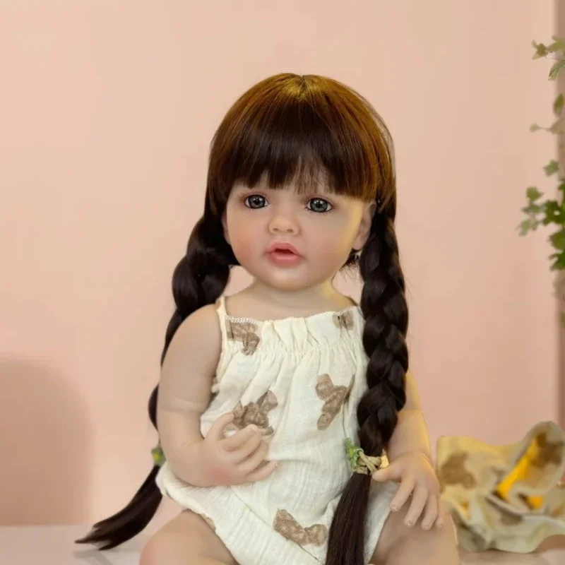 

55CM 22inch Full Vinyl Body Doll Reborn Babies Lifelike Newborn Girl Princess Bebe Bath Toy Lovely Birthday Gift for Kids