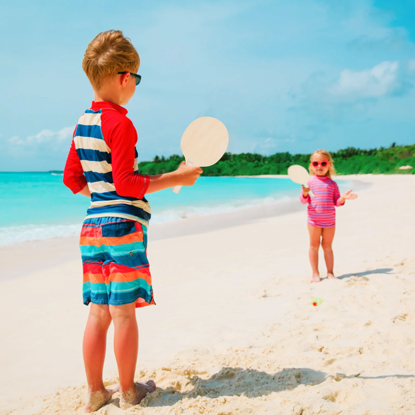 Raqueta de bádminton, pelota de playa sin pintar, juguete de tenis, raquetas de mesa, 4 Uds.