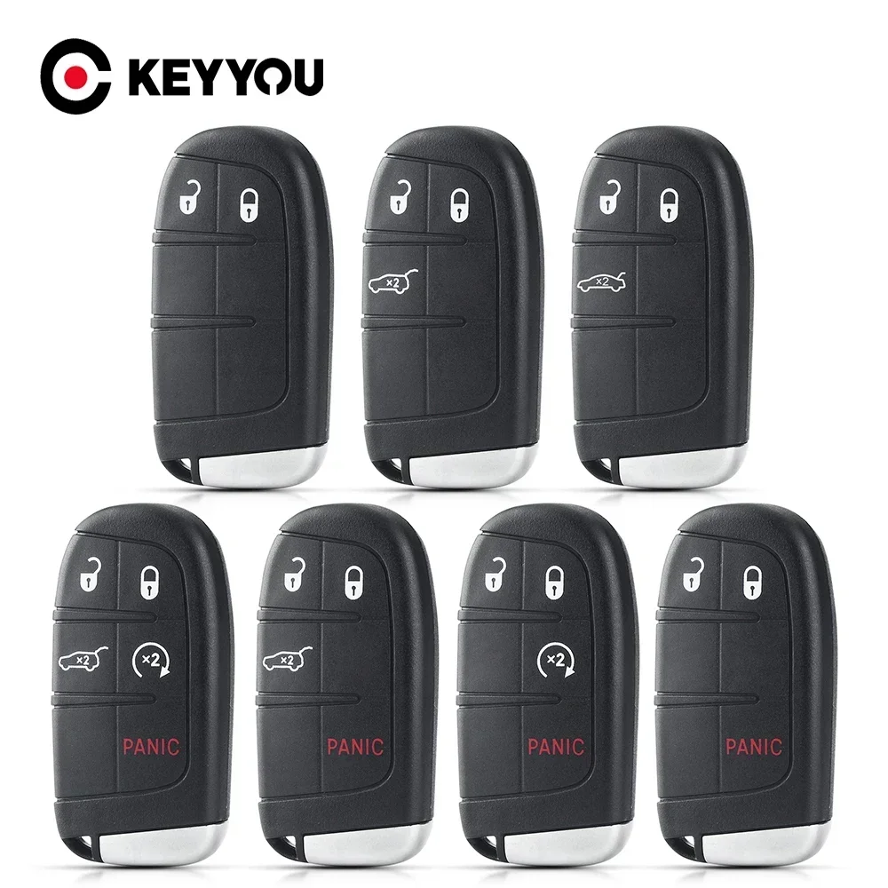 KEYYOU 5PCS 2/3/4/5 Buttons Replacement Car Key Case For Jeep Grand Cherokee Dodge Ram 1500 Journey Charger Dart Challenger