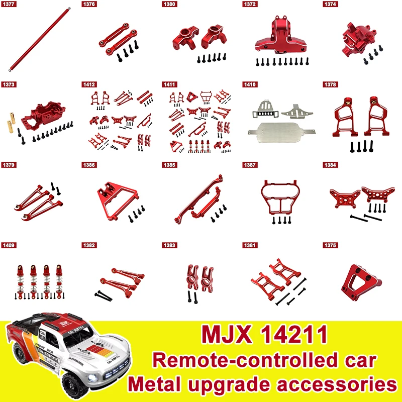 MJX 14211 1/14 RC Car Metal Upgrade Modification Accessories, Servo Chassis Armor Shock Absorbers Tires Replacement Parts