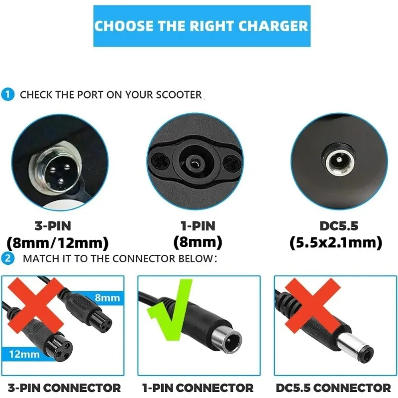 شاحن ليثيوم أيون 42 فولت لهاتف Xiaomi M365، Lime-S، Skip، Spin، Ninebot ES2 ES4 E22 E25 36 فولت شاحن بطارية ليثيوم أيون