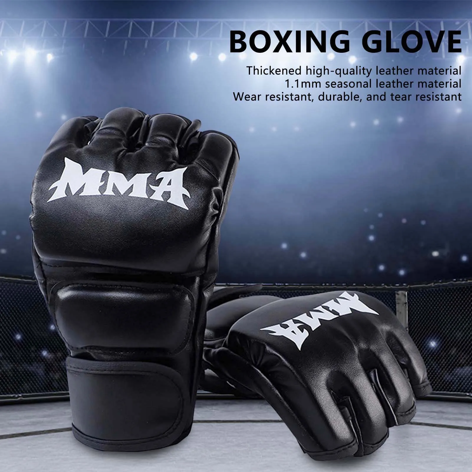 Guantes MMA para entrenamiento de artes marciales, manoplas duraderas resistentes a impactos para construcción, adecuadas para saco de boxeo