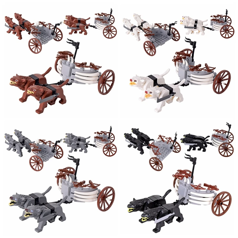 MOC Medieval lotr Figures Orc Soldiers Raider Vargr black Wolf  Siege Engines Knights Building Blocks Bricks Toys gifts