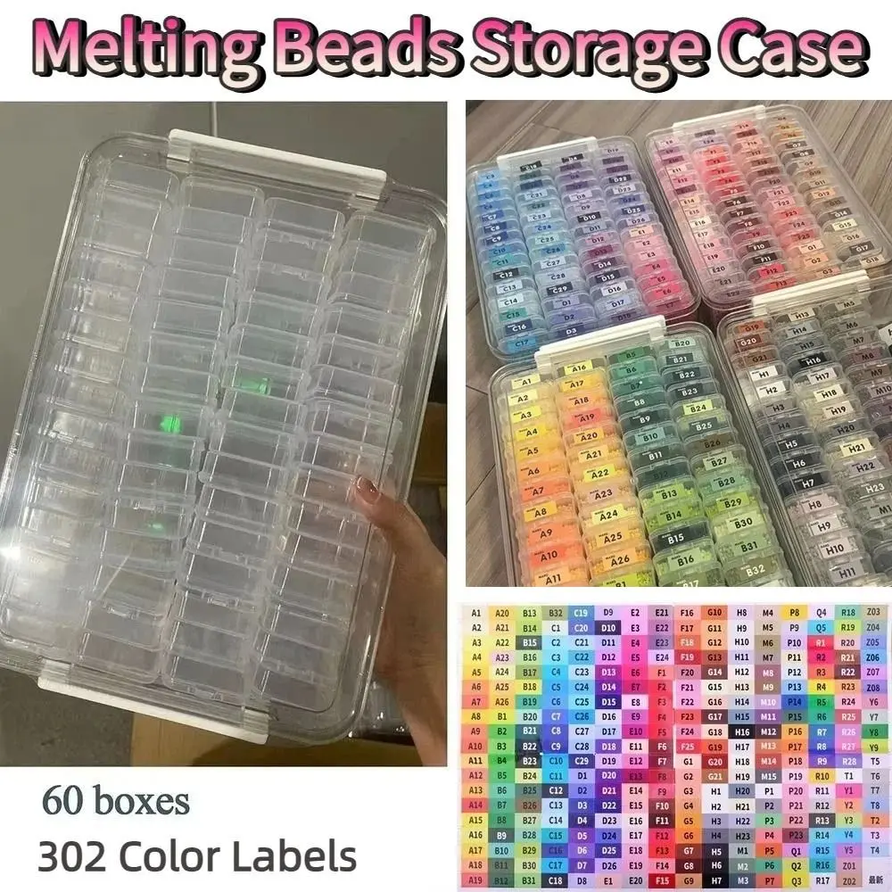 Large Capacity Fuse Beads Organizer Clip Closure Transparent Melting Beads Storage Case Waterproof Multi-functional