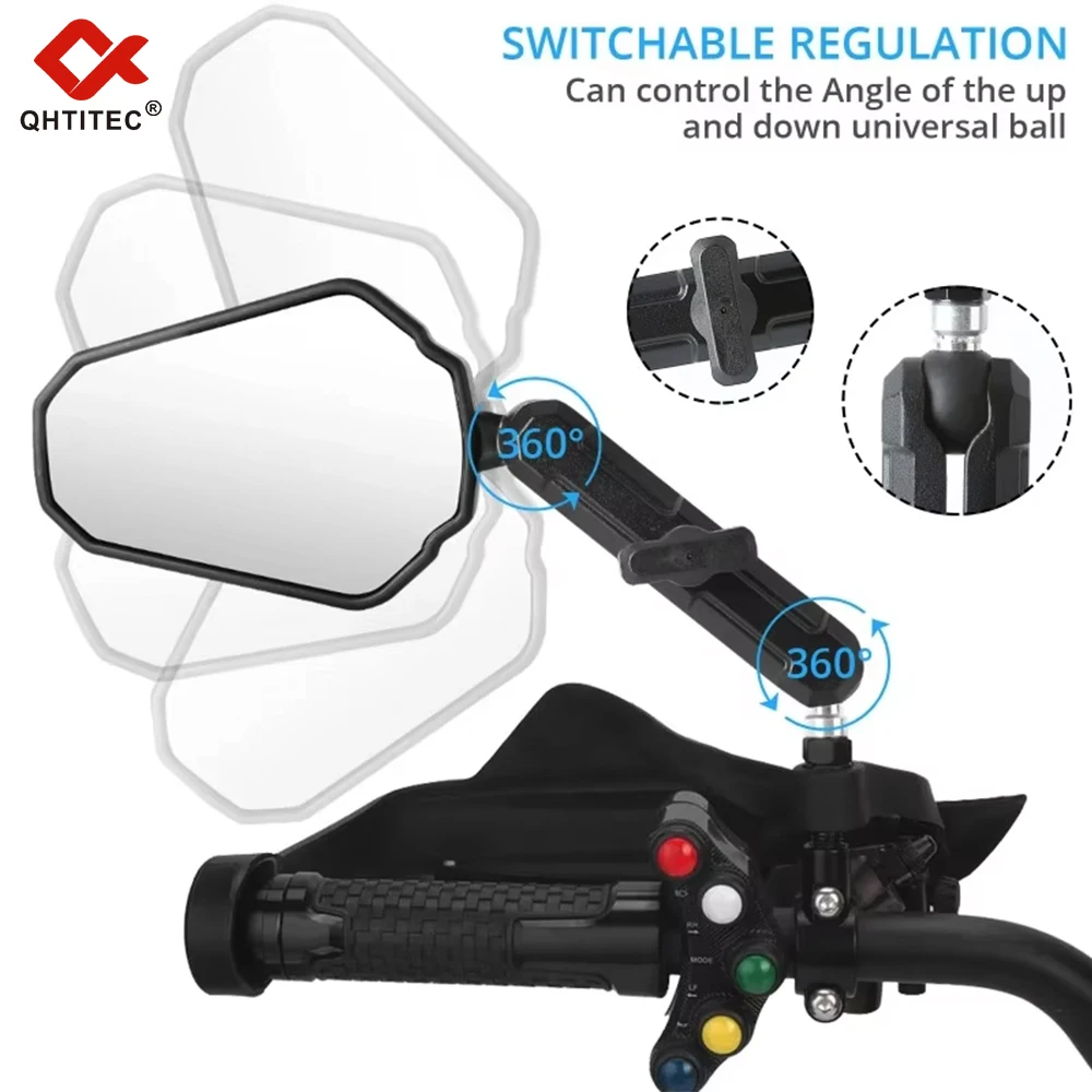 عالية الجودة العالمي للدراجات النارية مرآة الرؤية الخلفية طوي وقابل للتعديل زاوية عرض دراجة نارية الجانب مرآة عاكس #5