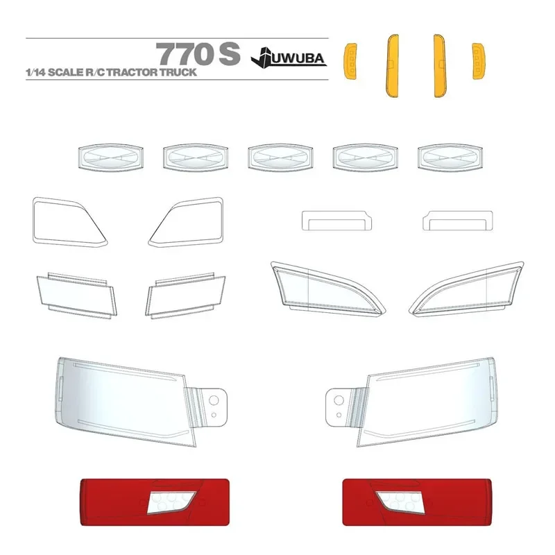 RC Truck Transparent Light Panel Lampshade for 1/14 Tamiya SCANIA 770S 6X4 56368 8X4 56371 Car Upgrade Accessories