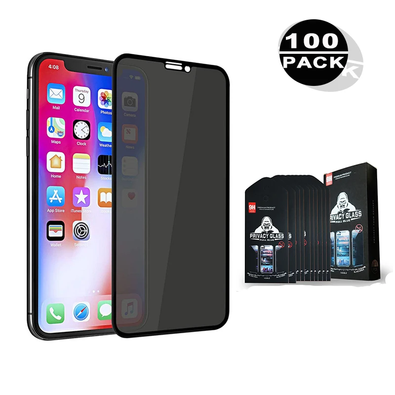 100pcs wholesale with retail package anti spy phone screen protector for iphone 15 14 pro max privacy hard mobile tempered glass