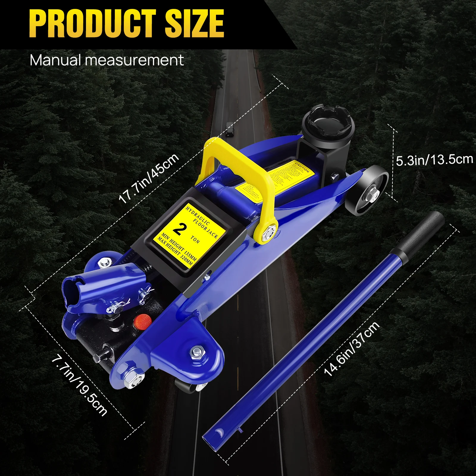 DayPlus 2 Ton Heavy Duty Floor Jack, Low Profile Trolley Jack for Car, Van, Garage Tyre Repair Change Tire Emergency Tool