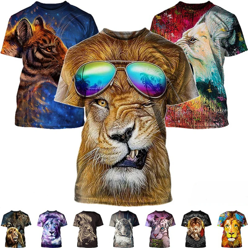 

New Fashion 3D Printed Lion Tiger T-Shirt Unisex Funny Short Sleeve Tops Tee