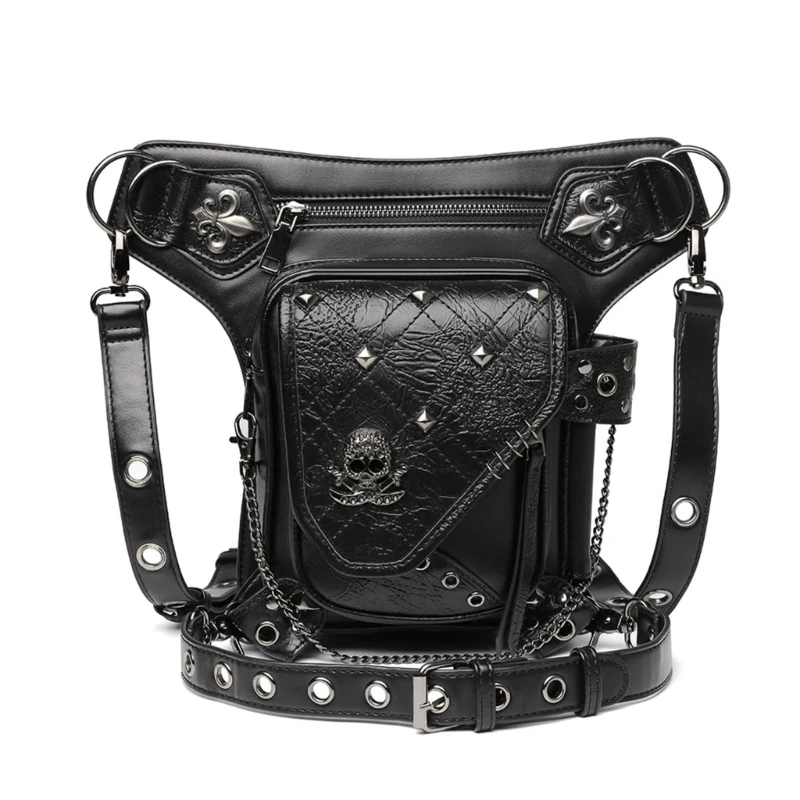 

PU Steampunk Fanny Packs Drop Leg Bag Hip Belt Waist Bag Bag Shoulder Bag Wallet for Men Women E74B