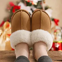 New Winter Fuzzy Women Slippers Indoor Soft House Shoes Fashion Brand Fluffy Suede Women Shoes Outdoor Antiskid Flat Slippers - Image 2
