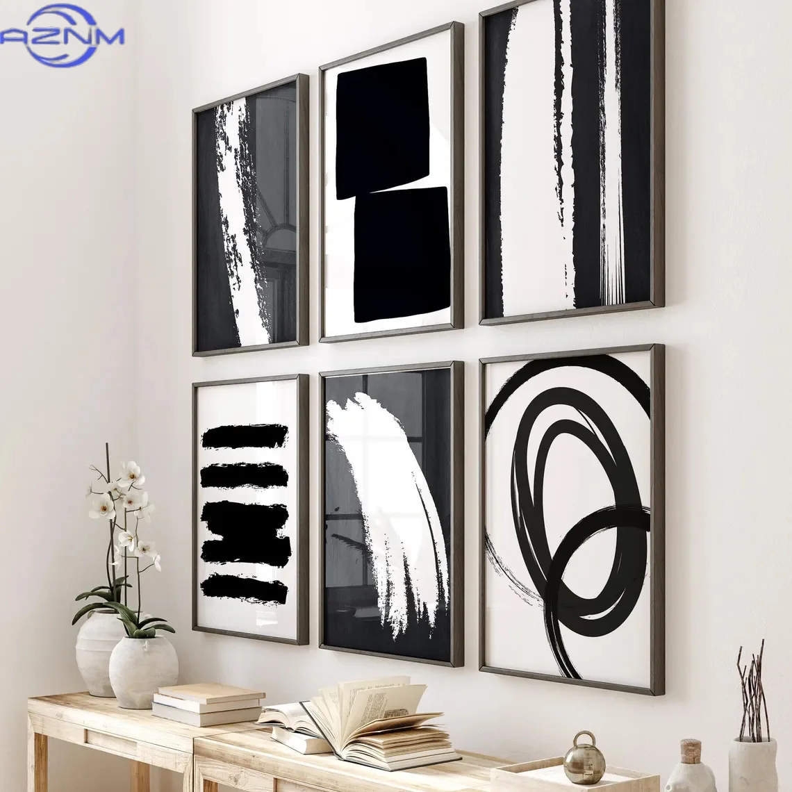 6pcs Set, Wall Art, Vintage Poster, Black Abstract Art Print, Modern Line Canvas Painting, Perfect Decoration for Living Room an