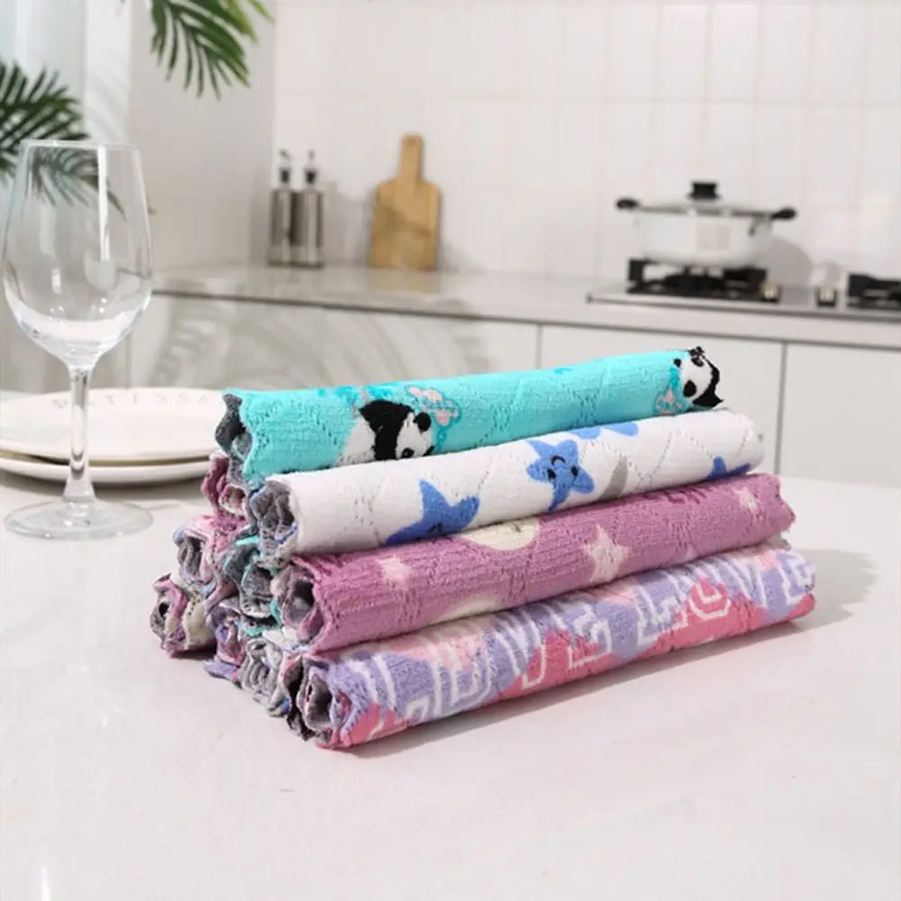 High Quality Microfiber Cloths Hand Towels Thickened  Absorbent Dishwashing Rags for Kitchen Cleaning Utensils