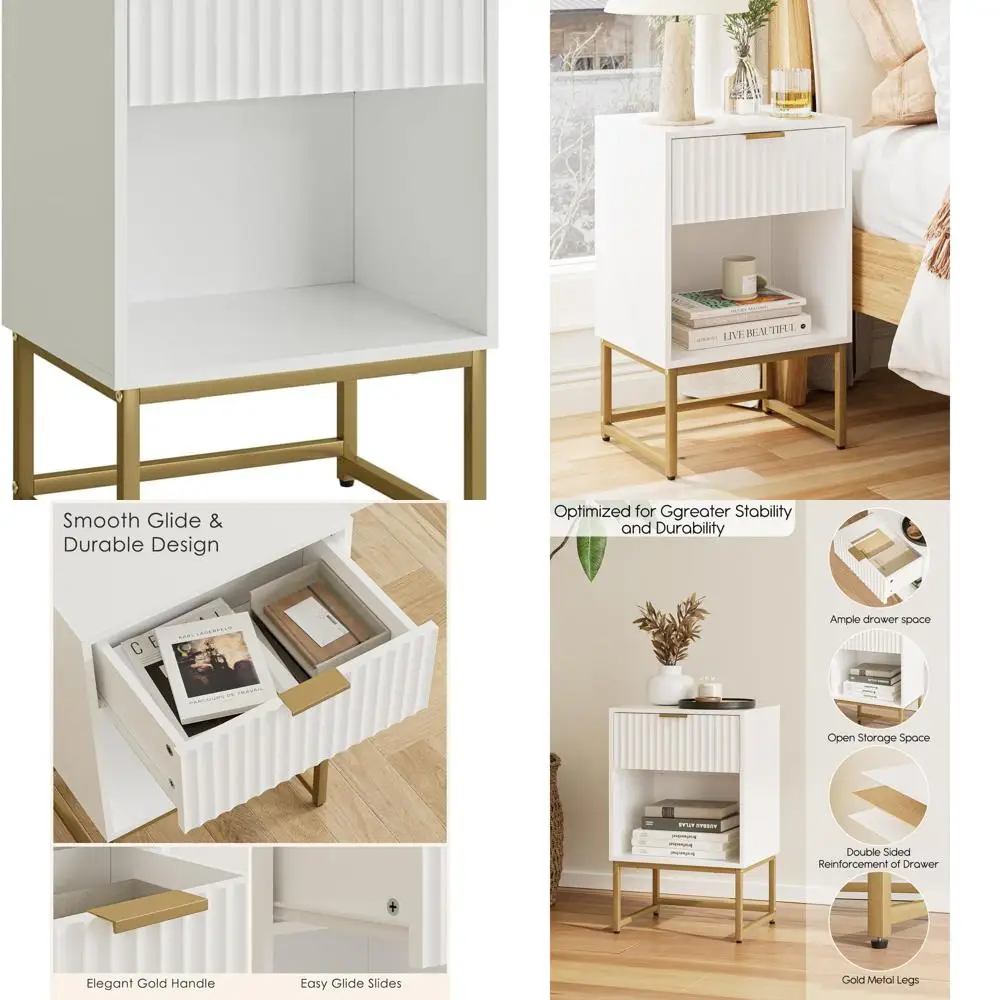 Современная деревянная тумбочка с ящиком, белый приставной столик для спальни, гостиной или офисного хранения вещей