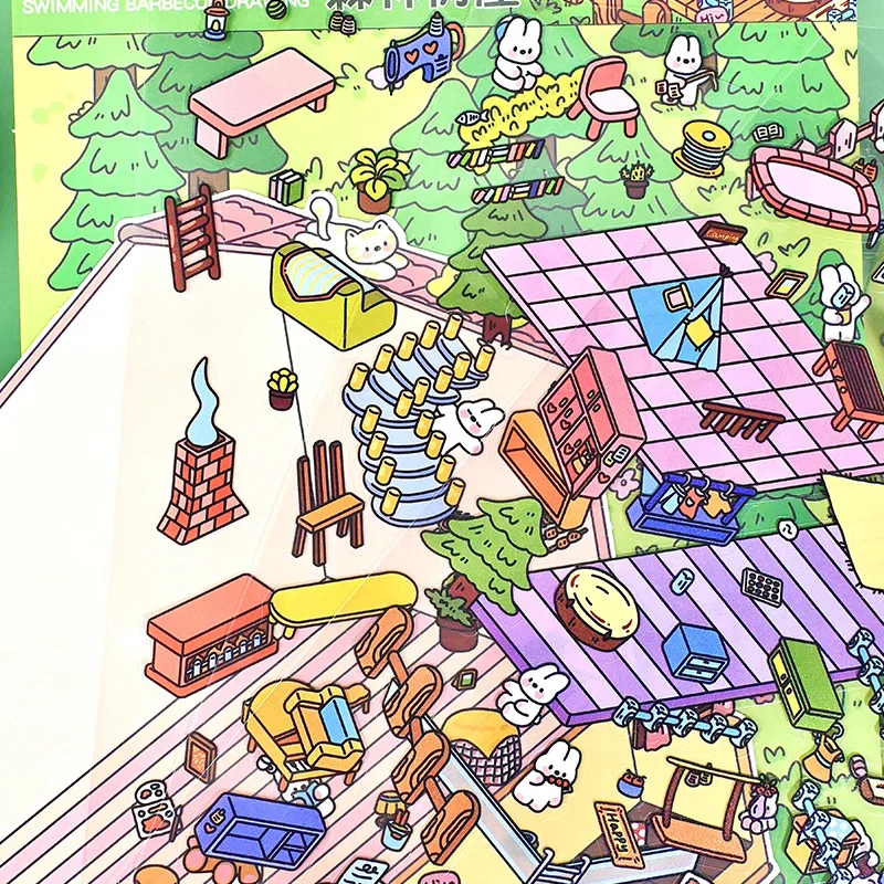 Миниатюрный пейзаж, уникальные красочные упакованные наклейки, интерактивные ручной работы для снятия стресса, новинка 2025 года