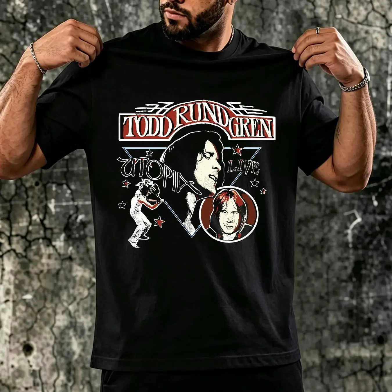washed T Shirt New Rare Todd Rundgren Cotton All Size 1CM1986 long or short sleeves vintage Washed designer clothes Stylish