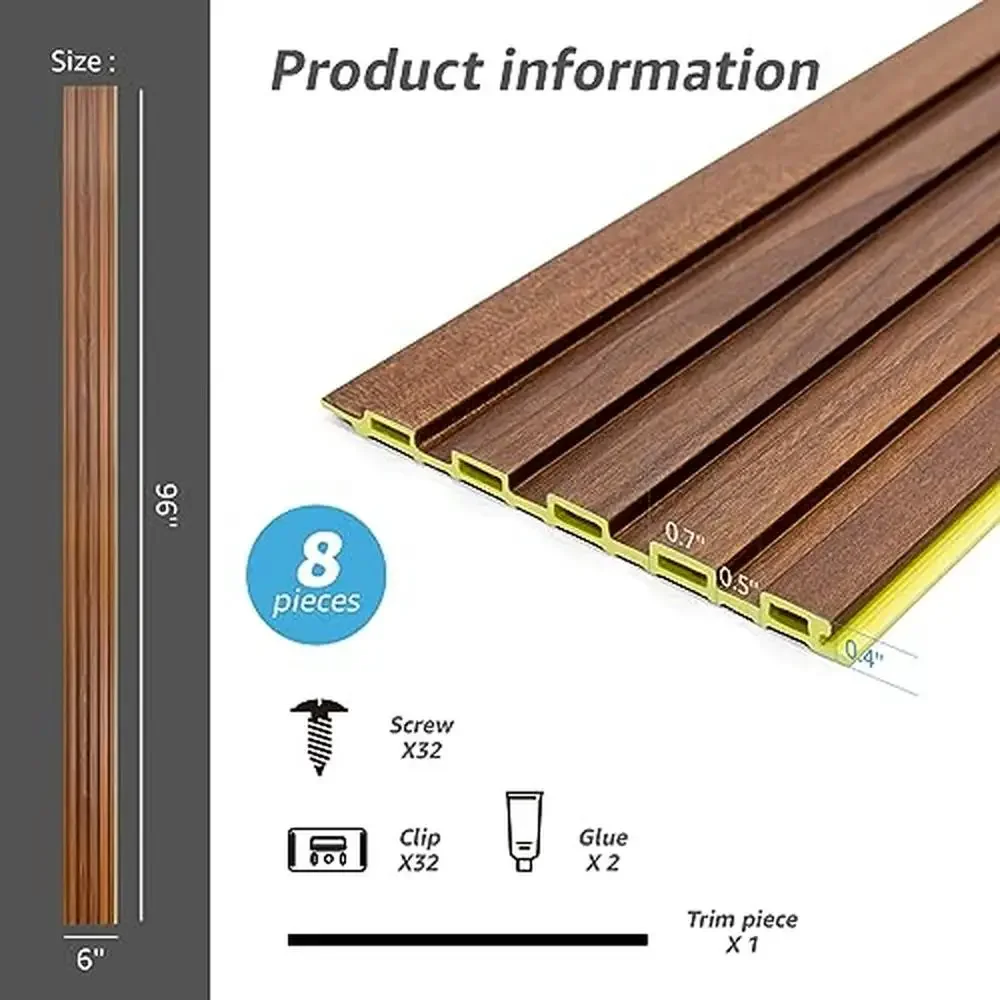 3D звукоизоляционные настенные панели из тикового дерева, внутренний внешний декор, 8 шт., 96 x 6 дюймов.