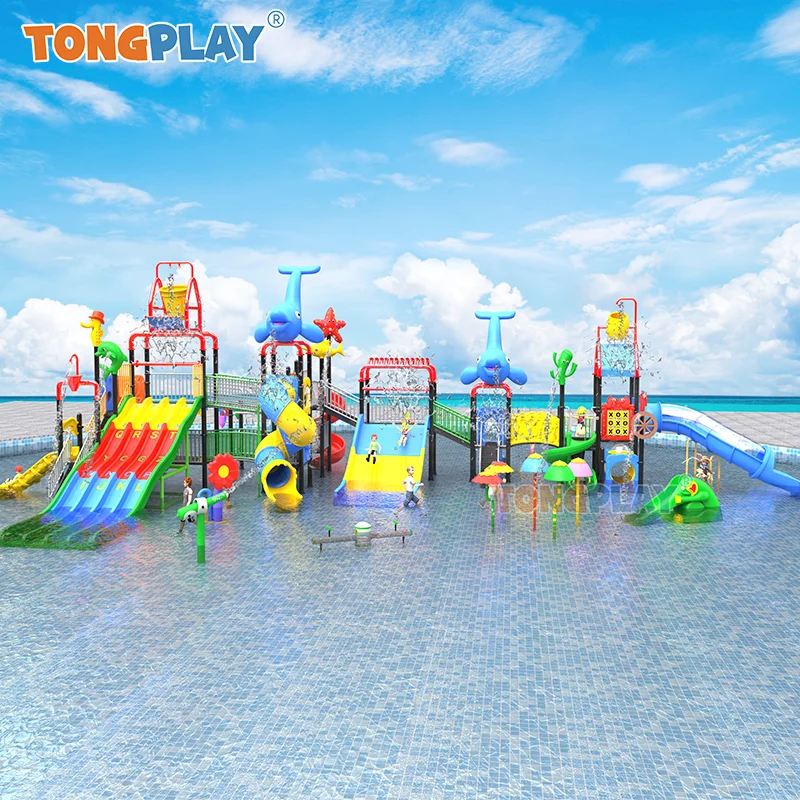 Commercial Water Play Aquatic Park Outdoor Swimming Pool Large Plastic Water Slide For Children