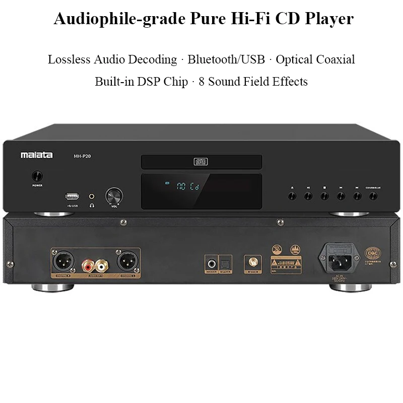 

Lossless HIFI CD Player with SPHE8104 DAC DSP Sound Effect Bluetooth 5.2 Audiophile CD Music Player with Toroidal Transformer