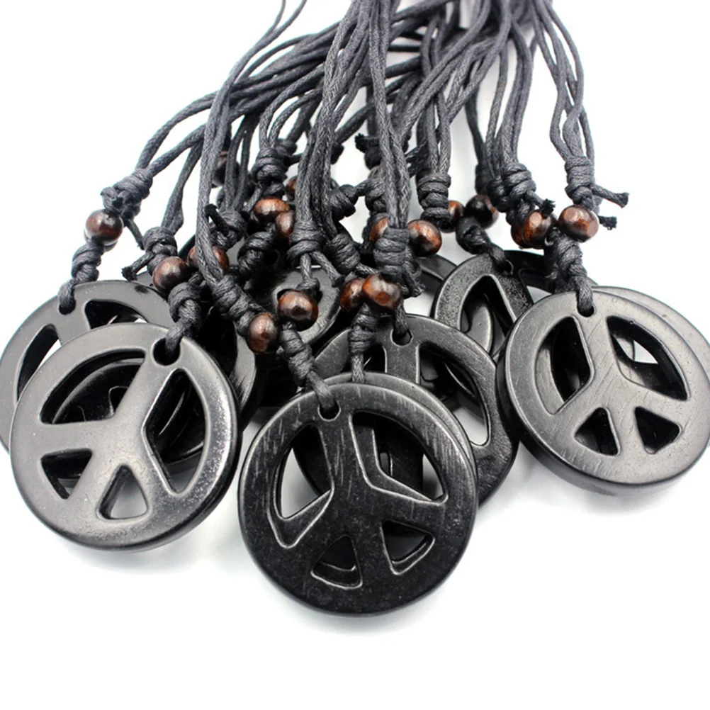 

6 Pcs Love Peace Sign Pendant Necklaces Vintage Jewelry Rock and Roll for Men Symbol