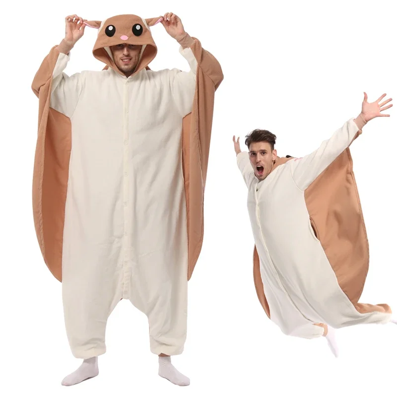 Flying Squirrel Onesies Kigurumi For Women Men Adult Animal Pyjamas Cartoon Pajamas Homewear Halloween Cosplay Costume Clothes