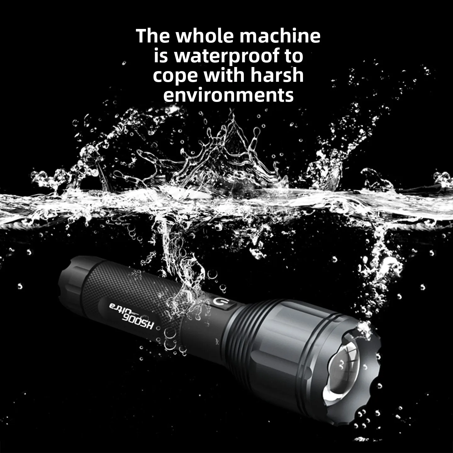 High-Power LED Flashlight with Power Display - USB Rechargeable Zoomable Torch for Camping & Hiking