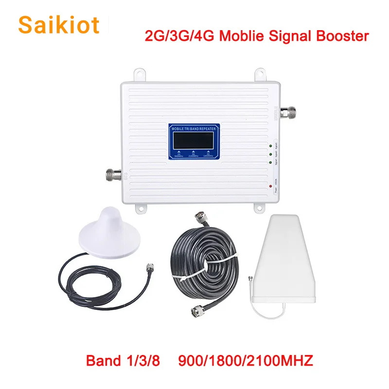 

Saikiot 2G 3G 4G Cell Phone Signal Repeater Outdoor Mobile Phone Amplifier Signal Booster 900 1800 2100MHZ 4G Signal Booster