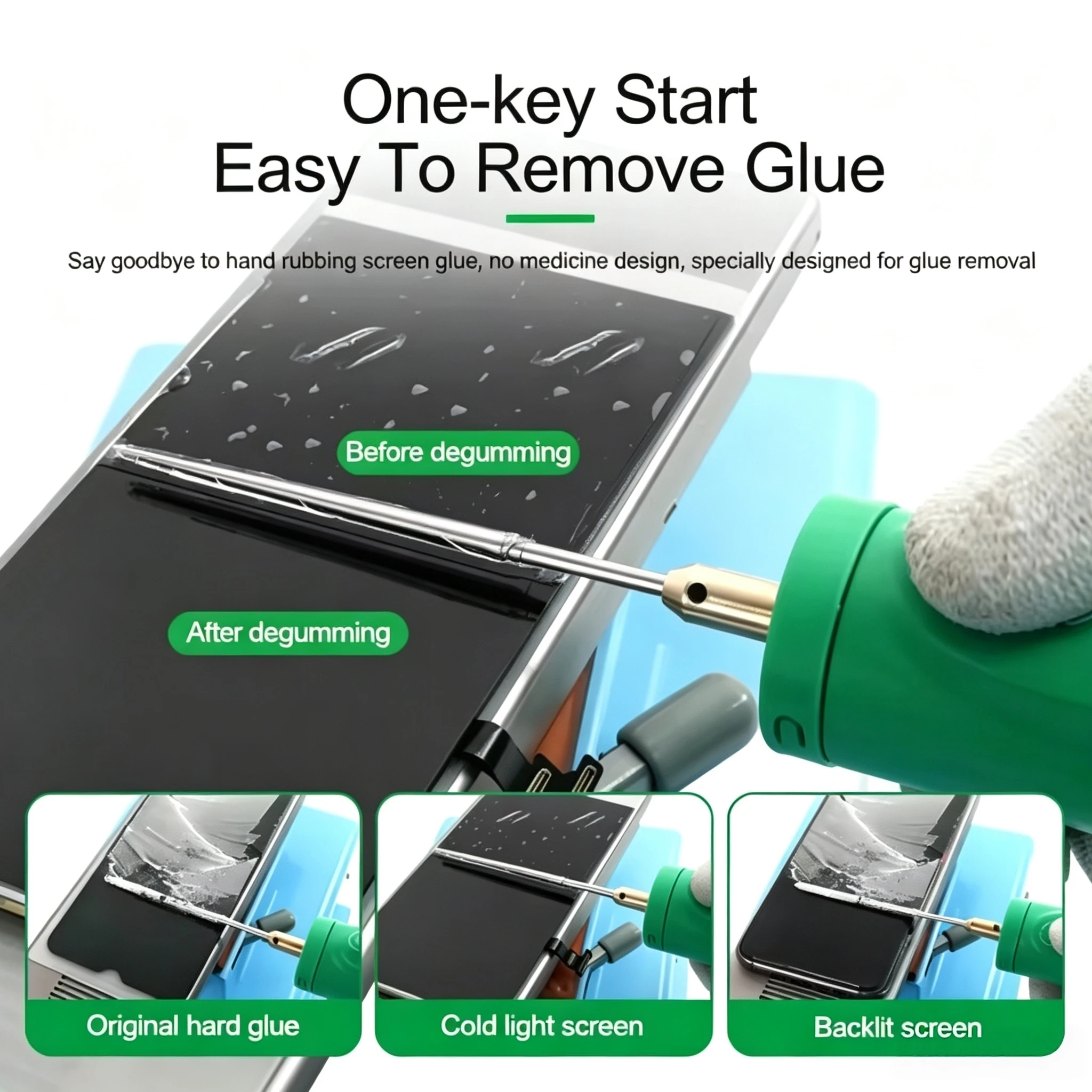 RELIFE RL-056C intelligent adhesive remover, 6-speed speed regulation Type-C charging, screen remover OCA adhesive cleaning tool