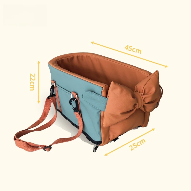 Transportín portátil impermeable de cuero para perros y gatos – coche - imagen 2