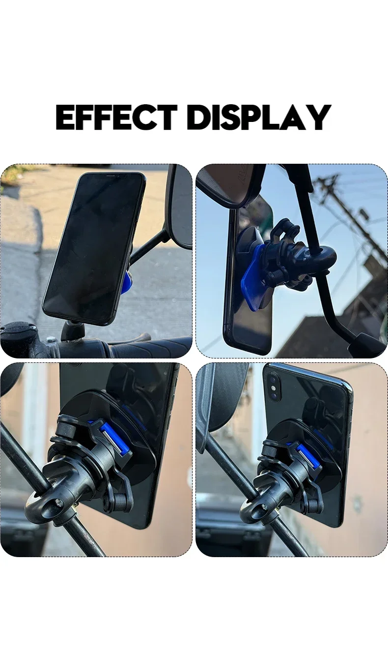 Handyhalterung für den Rückspiegel, universelle Halterung mit Stoßdämpfer, geeignet für die meisten Motorräder und Fahrräder. – Detail 4