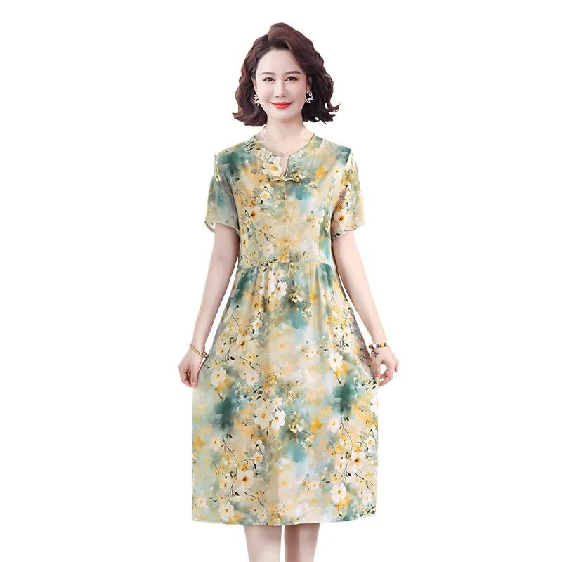 Sukienki damskie z dekoltem w serek na lato 2025, retro, na zewnątrz, plus size, ogrodowe, botaniczne, kwitnące komplety, na spotkania, odzież.