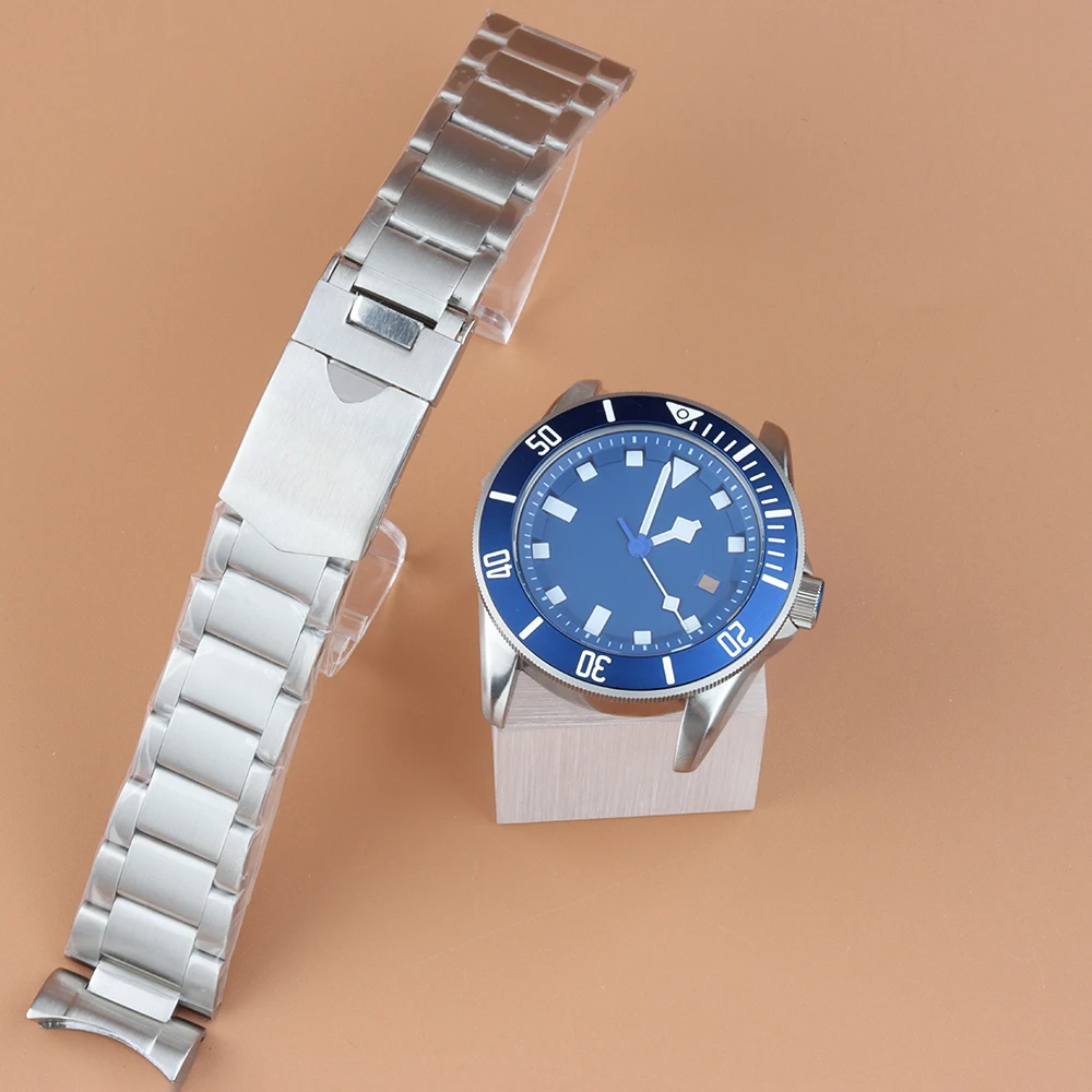 

31.8mm Dial Hands 42.5mm Case Stainless Steel Strap Diving Watch Case For Pelagos Miyota 8215 Movement Dial Ice Blue Luminous