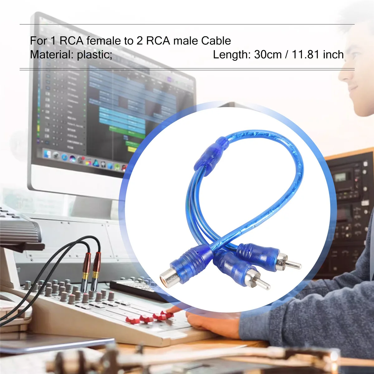 وصلة صوت RISE مكونة من 3 قطع لكابل مقسم محول ذكر RCA أنثى إلى 2 RCA