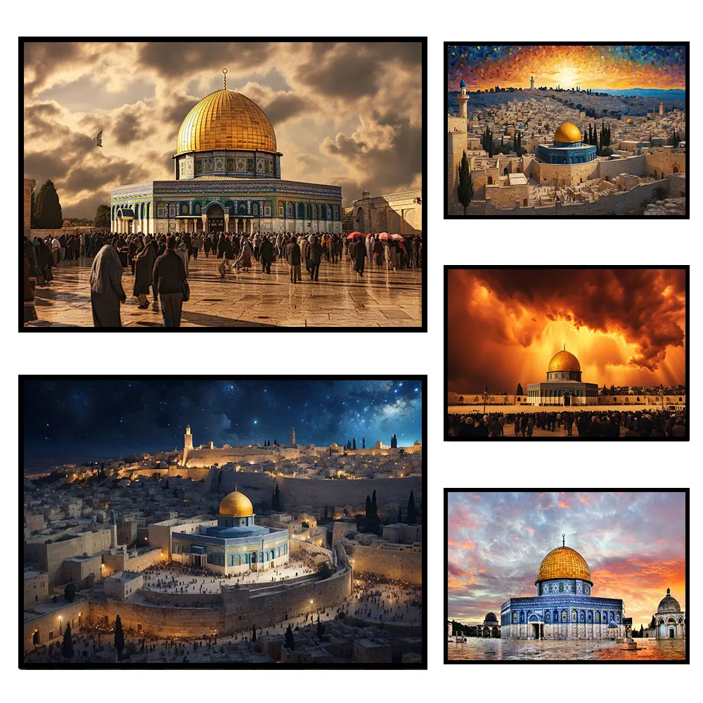 Jerusalem Canvas Print Islamic Religious Shrine Painting Wall Art Bedroom Study Studio Living Room Home Decoration