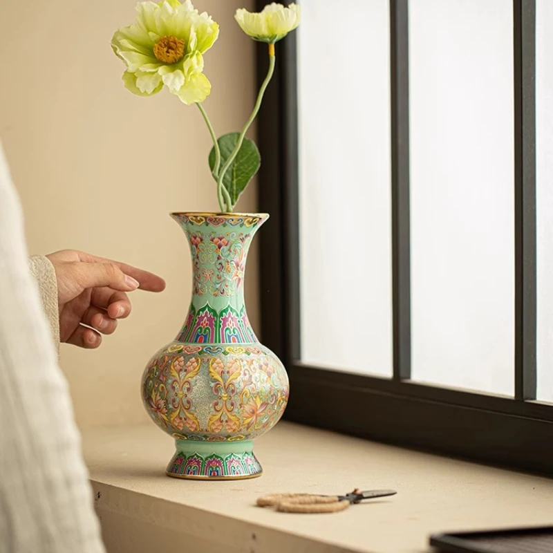 

Enamel color filigree silver ceramic vase jewelry ornament