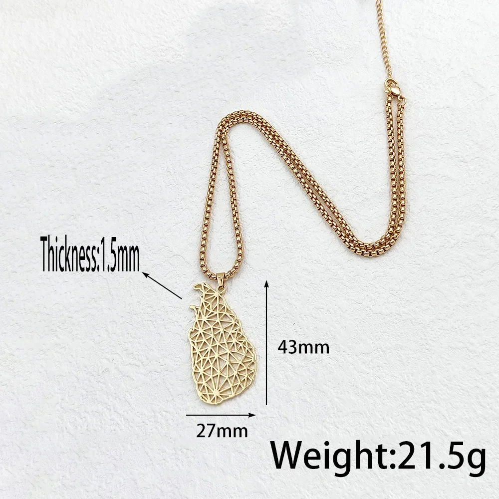 Stainless Steel Sri Lanka Map Necklace Gold Color Maps Pendant Necklaces for Women Men Fashion Charm Jewelry Accessories Gifts