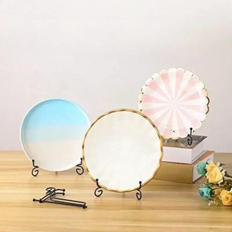 2026-1-3pc Black Iron DIY Craft Bracket Book Holder Photo Pedestal Bowl Picture Frame Plate Rack Display Stand Easel Storage