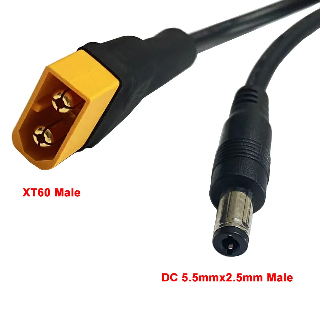 45cm XT60 Male Connector to Male DC5525 Power Cable Adaptor For RC FPV Glasses Battery Charging Repairs