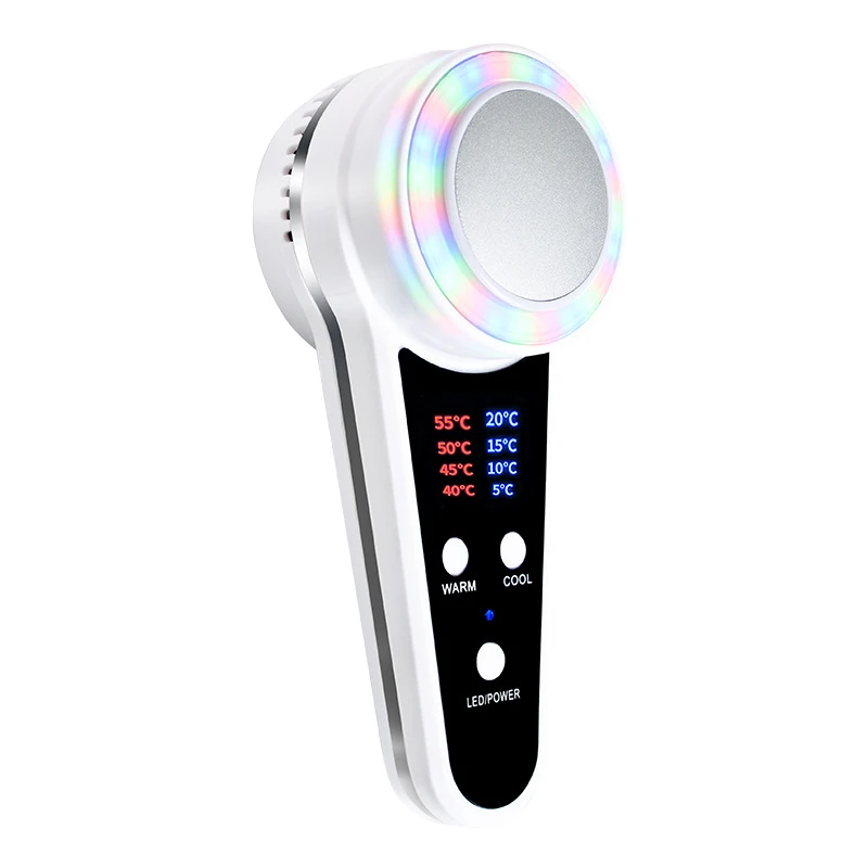 Hot Cold Hammer Facial LED Photon Therapy Beauty Device Skin Lifting Tightening Anti Wrinkle Heating Cooling Compress Massager