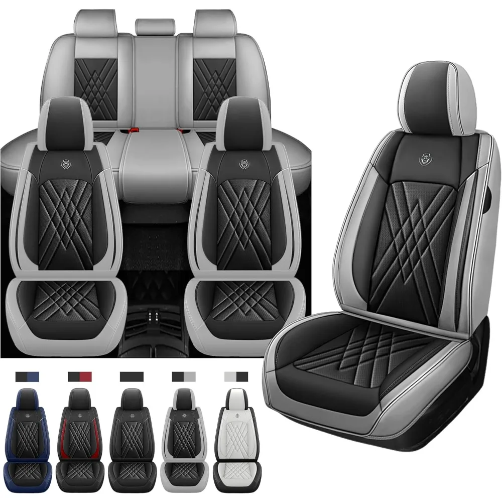 Universal Fit Most Cars Sedans Trucks SUV, Premium Durable Leather Seat Covers, Waterproof Airbag-Compatible Aut