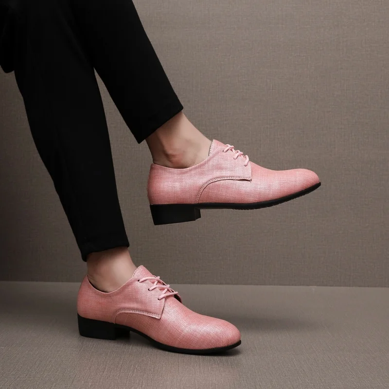 

Men Derby Shoes PU Multi Color Coarse Heel Trendy Business Casual Men Shoes Size 40-50