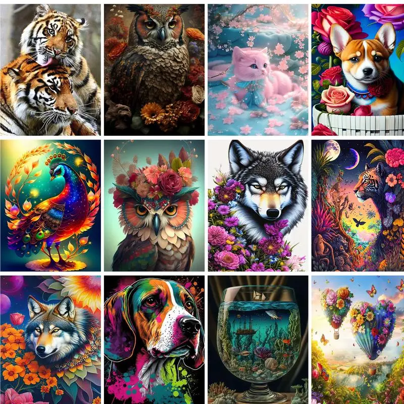 Картина по номерам GATYZTORY, цветок, воздушный шар, пейзаж, картины ручной работы, подарки, Diy картины по номерам, наборы, рисование на холсте, Декор