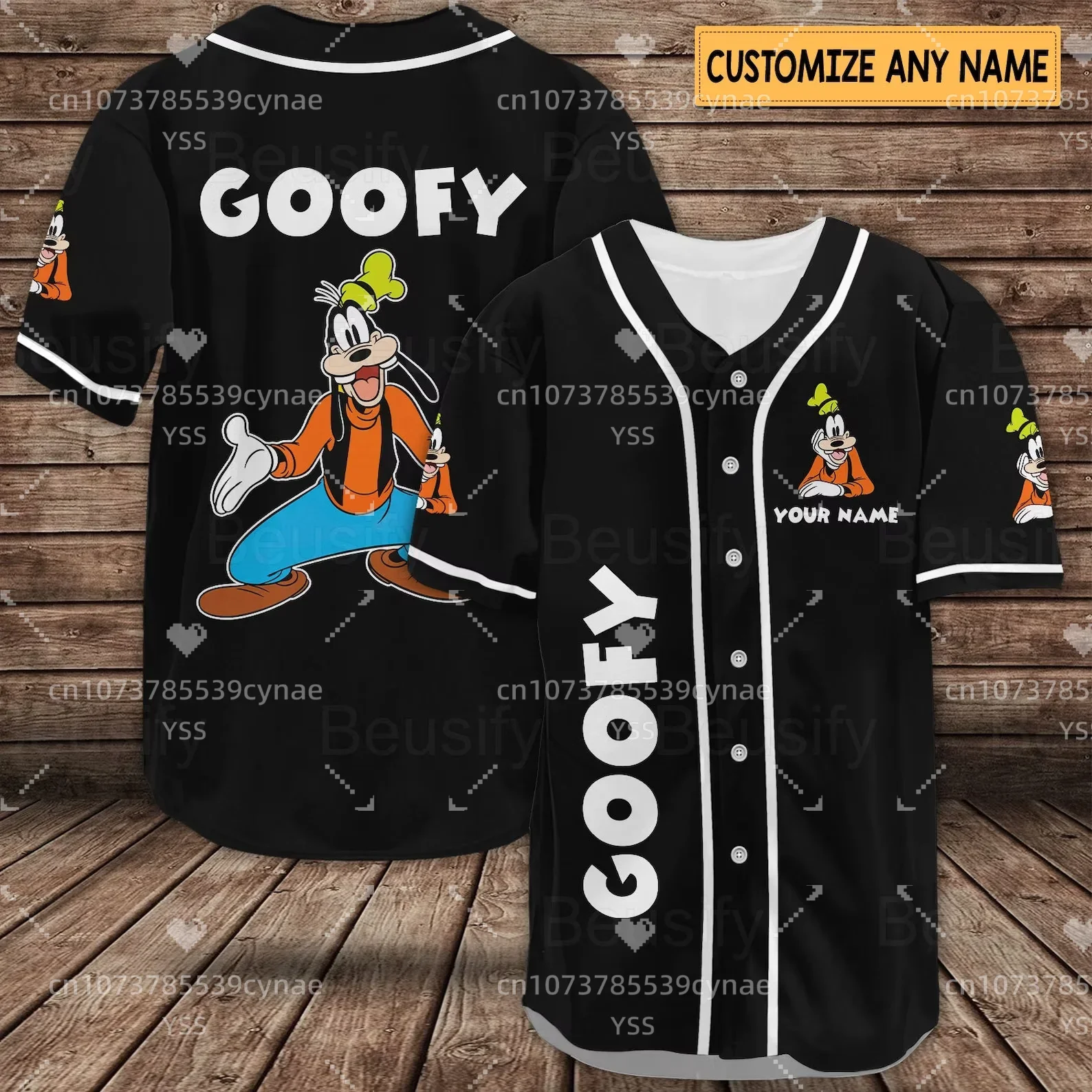 2023 Custom Name Disney Goofy Baseball Jersey Men Women Tops Disney Baseball Uniform Shirts Casual Party T-Shirts