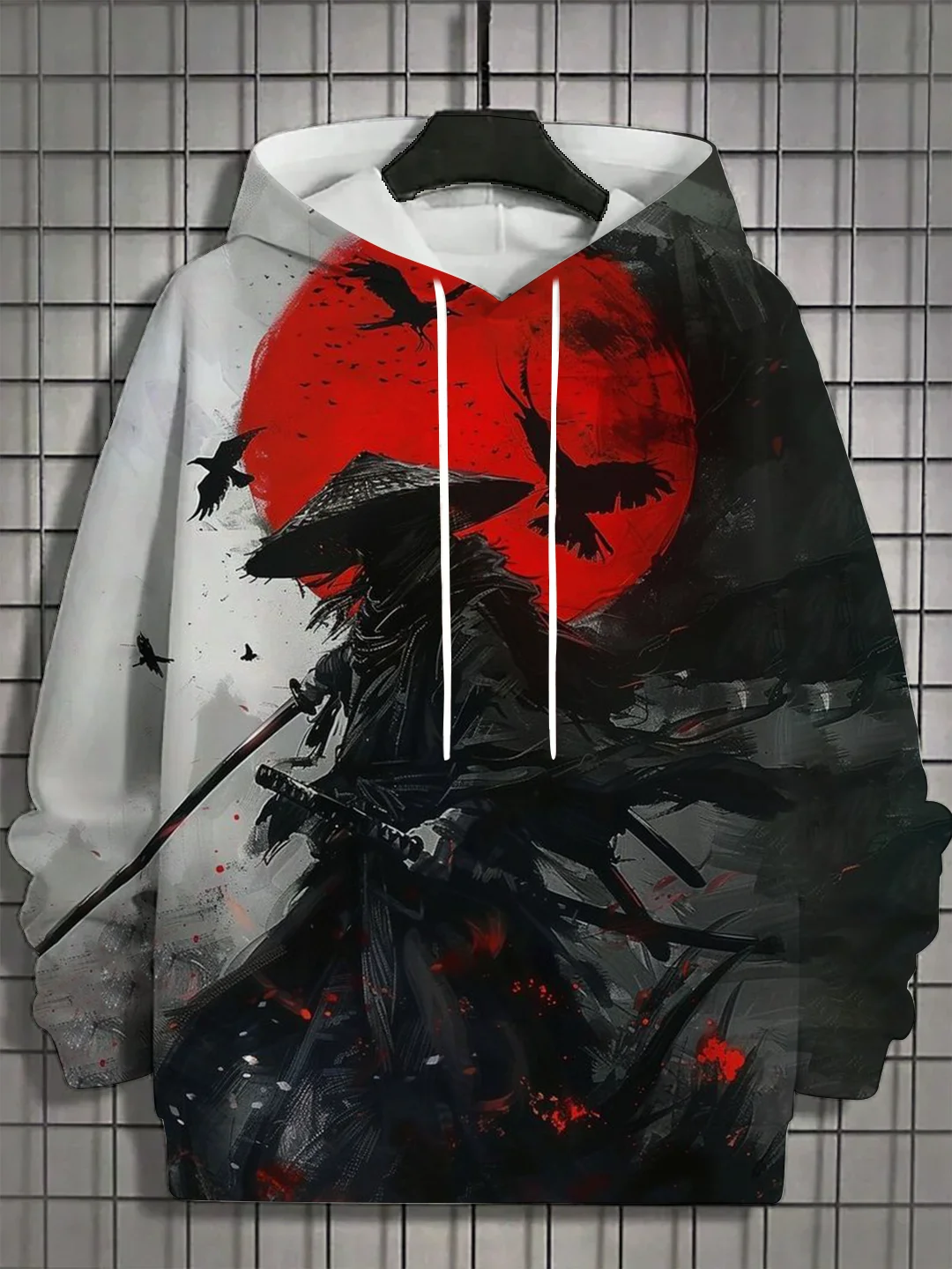 2024 autumn new men's 3D Japanese Samurai print hoodie men's and women's casual fashion men's hoodie street men's tops