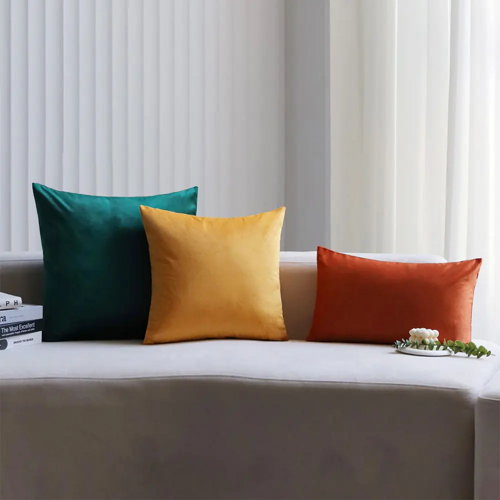 Candy Colors Velvet Cushion Cover Living Room Sofa Pillowcase Soft Skin-friendly Throw Pillow Cover Home Decoration Funda Cojin