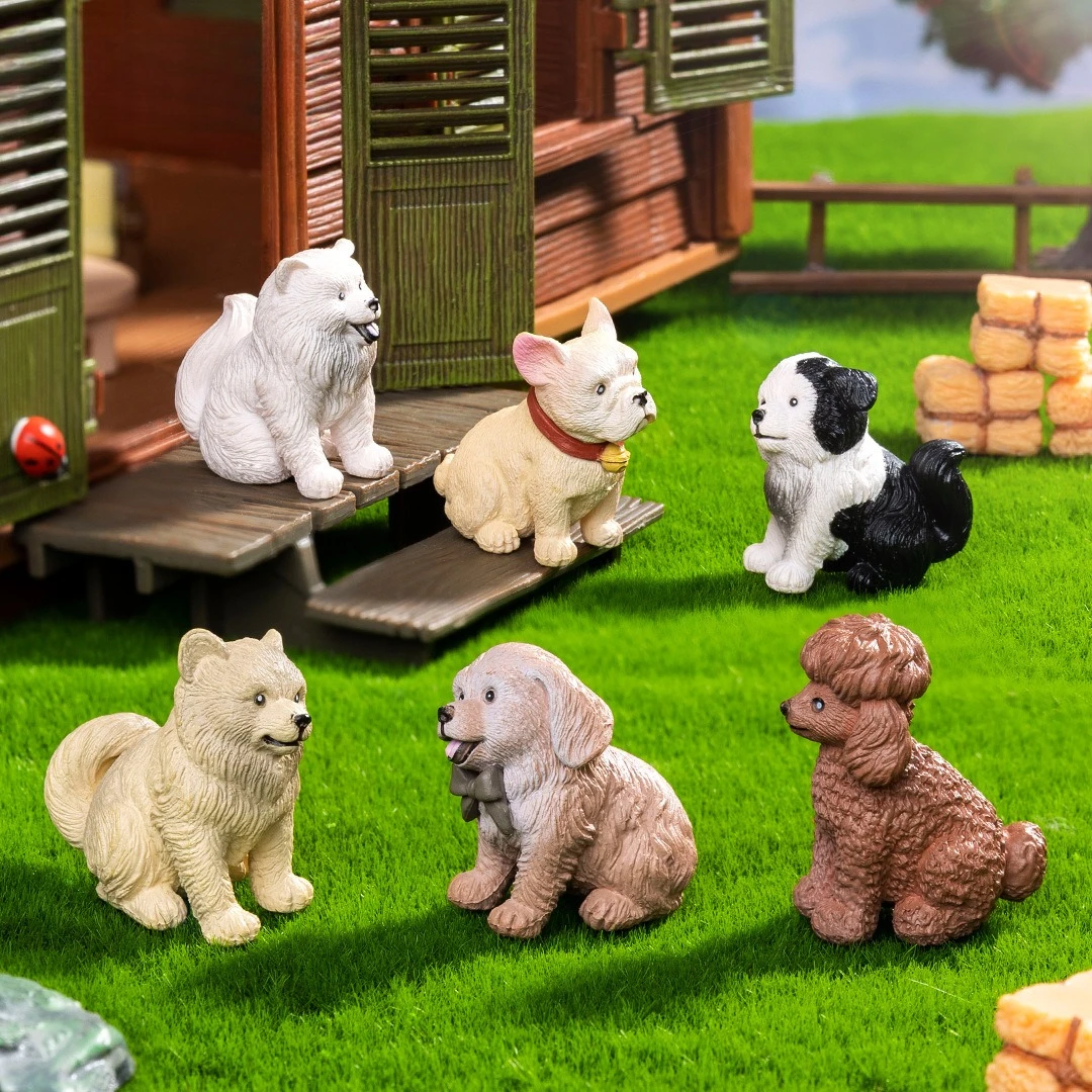 6 Pcs/Set Micro Landscape Cute Golden Retriever French Bulldog Poodle Dog Doll DIY Decorations